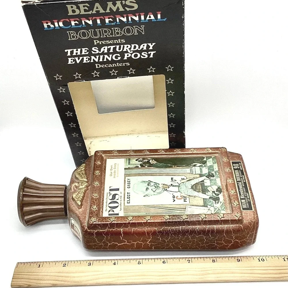 Jim Beam Bicentennial‎ Bourbon Decanter Norman Rockwell Elect Casey with Box